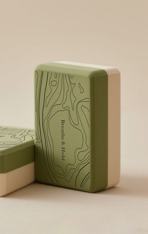 Boho Yoga Bricks with "Breath and Hold" Text