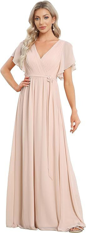V-Neck Bohemian Bridesmaid Dress