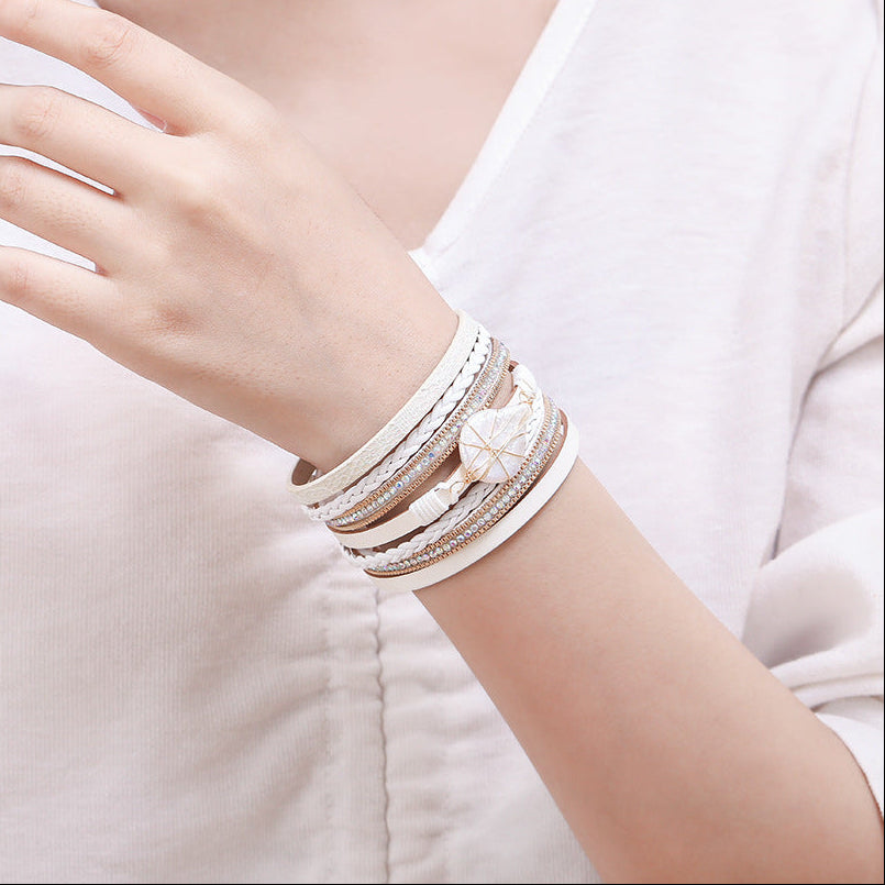Boho Vegan Leather Bracelet Stack