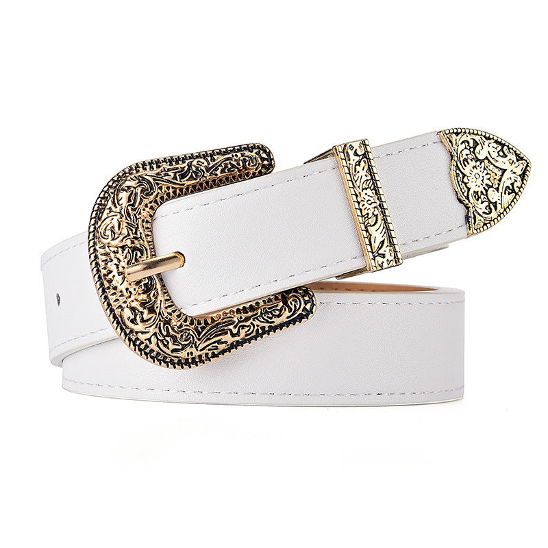 Vegan Leather Pin Buckle Belt for Women