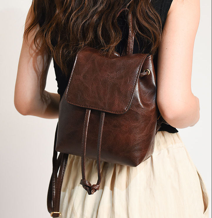 Vegan Leather Small Boho Backpack Women's