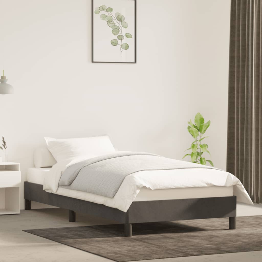 Gray Velvet Bed Frame
