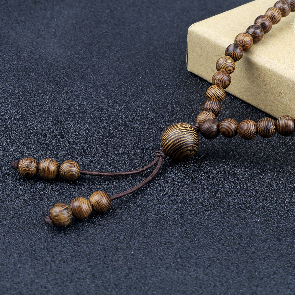 Vintage Brown Wooden Mala Prayer Beads 6mm