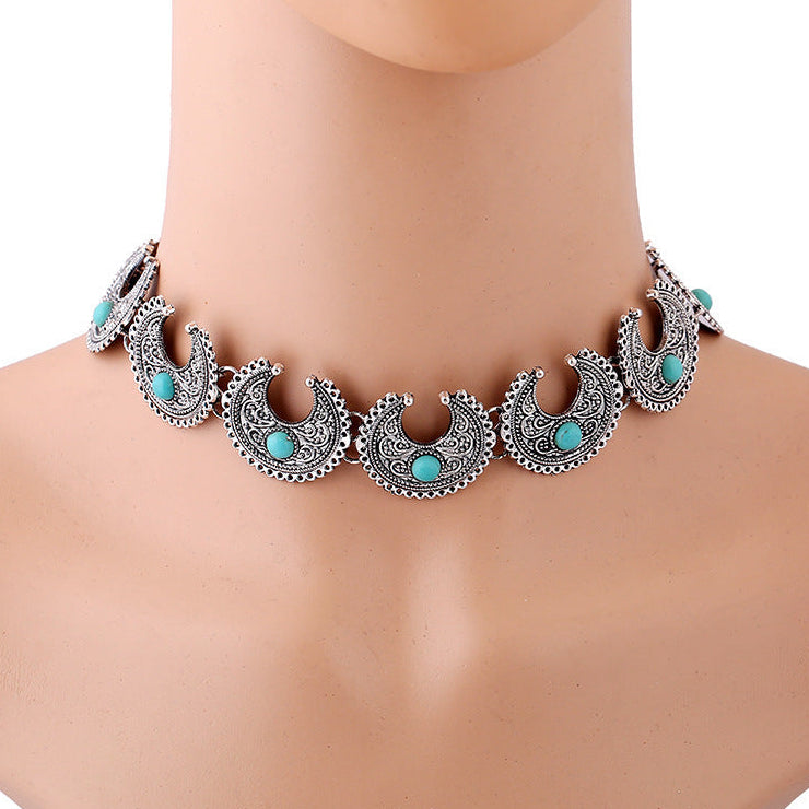 Vintage Metallic Boho Choker Necklace