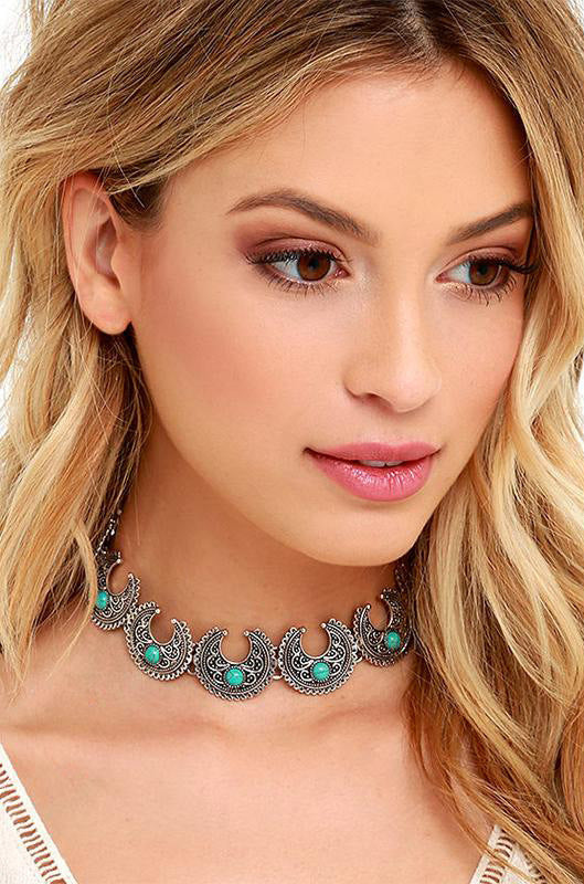 Vintage Metallic Boho Choker Necklace