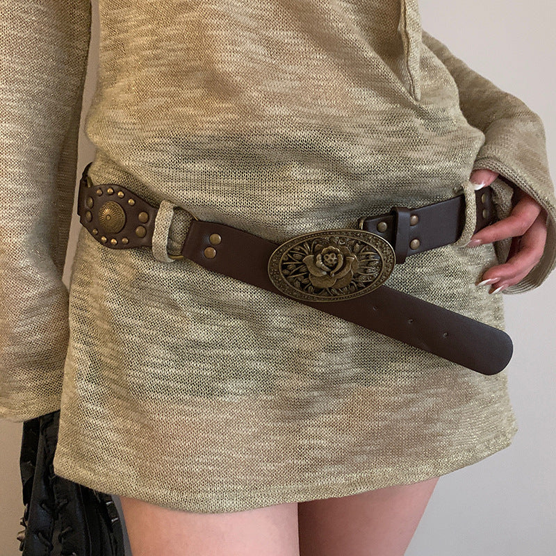 Vintage Style Boho Belt with Flower Design