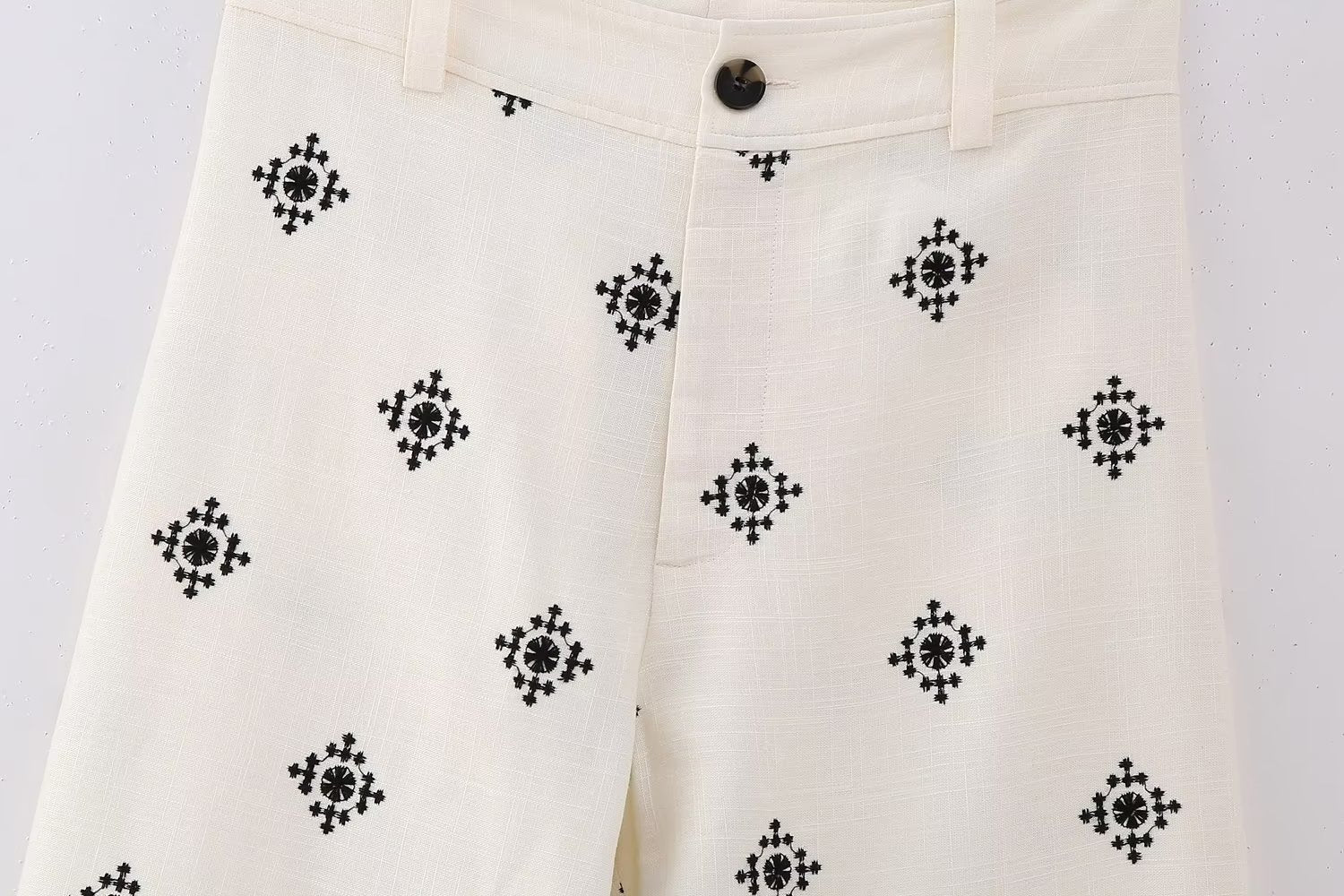 White Boho Dress Pants with Print