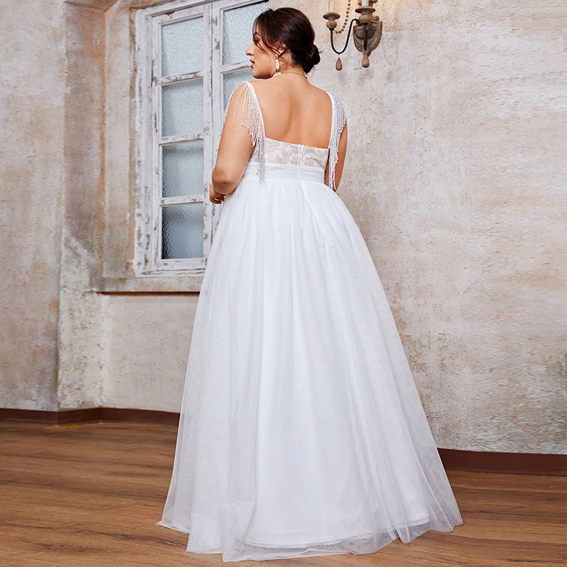 White Boho Chic Plus Size Wedding Dress