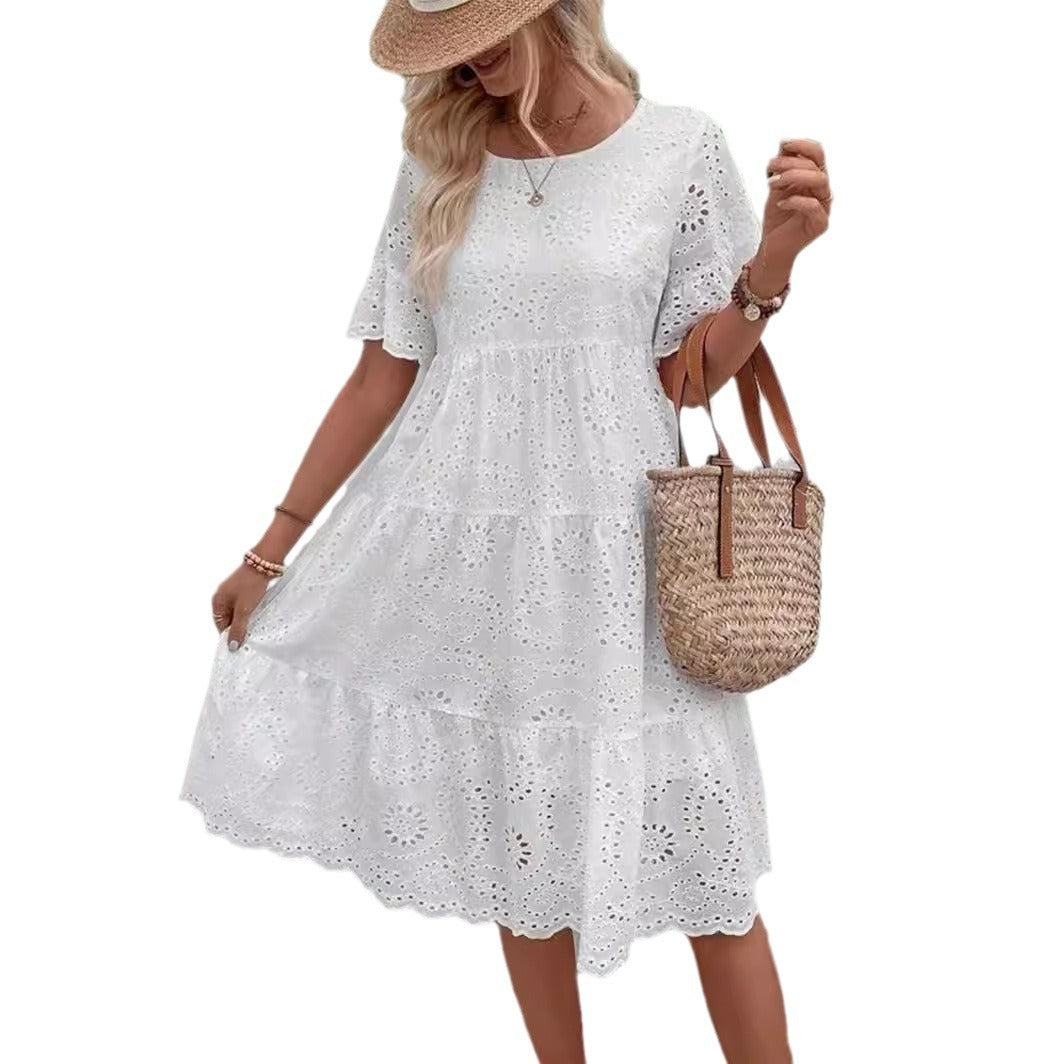 White Midi Boho Dress
