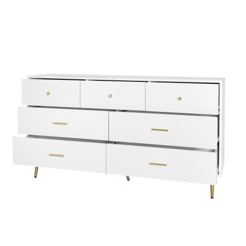 White Dresser with Golden Pulls boho
