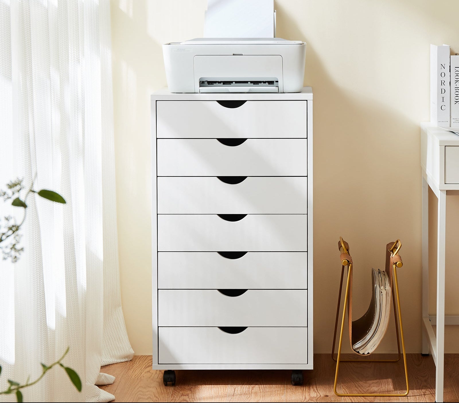 White Rolling Dresser with Wheels
