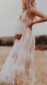 White Embroidered Maternity Dress