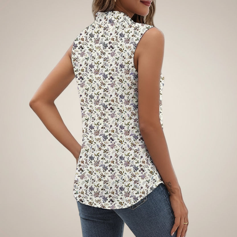 White Floral Button Up Top Bohemian Style