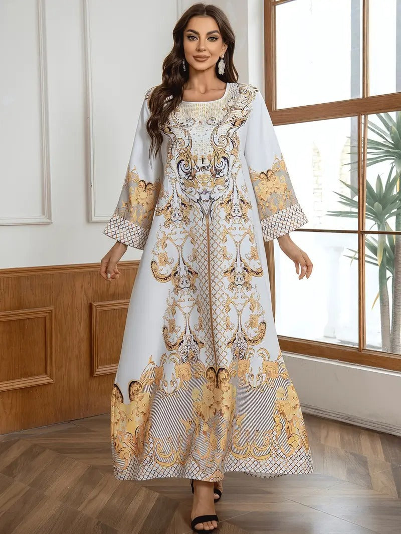 White Gold Bohemian Maxi Dress