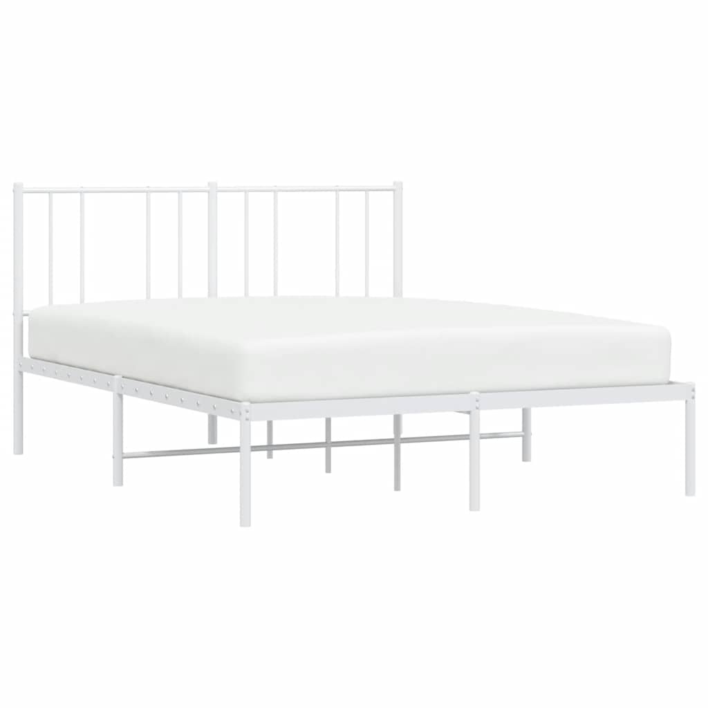 White Metal Bed Frame Headboard