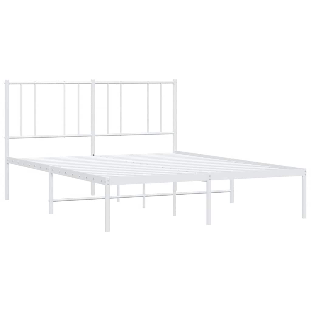 White metal bed frame on a white background