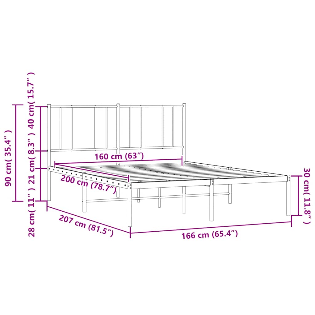 White Metal Bed Frames with Headboard