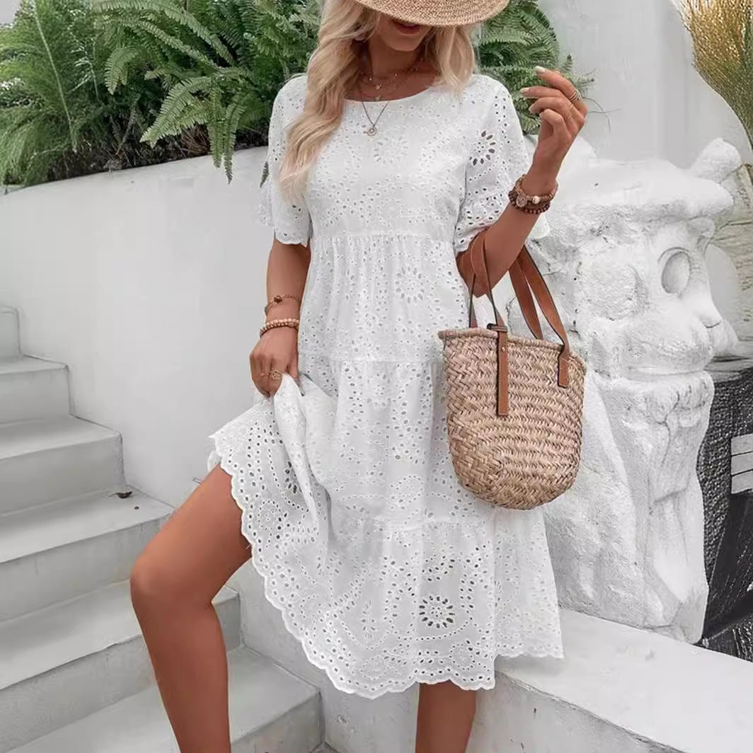 White Midi Boho Dress