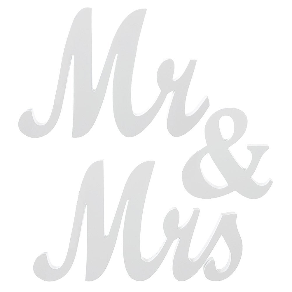 Decorative text 'Mr & Mrs' in a cursive font on a white background