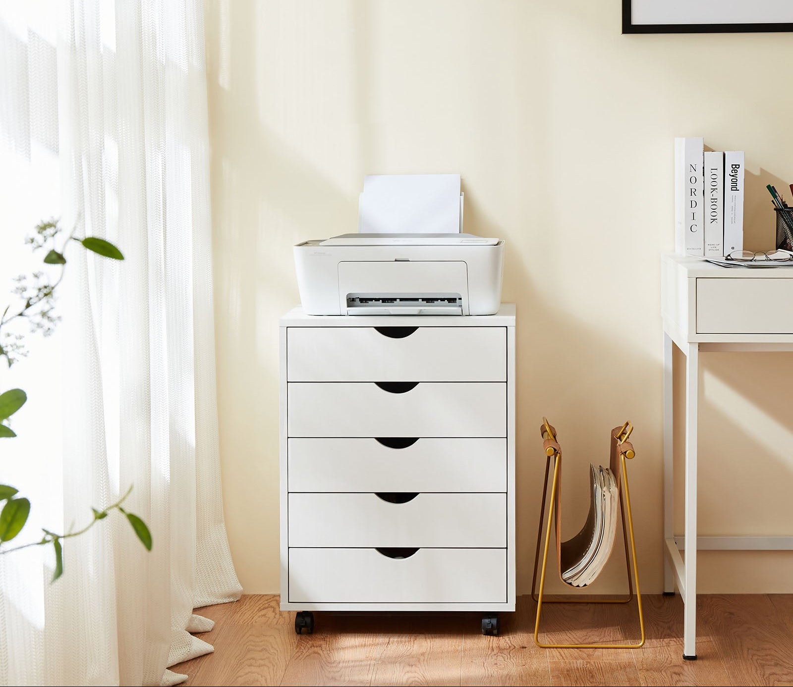 White Rolling Dressers with Wheels