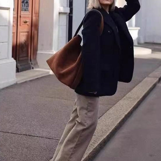 Women's Brown Suede Tote Bag Boho Style