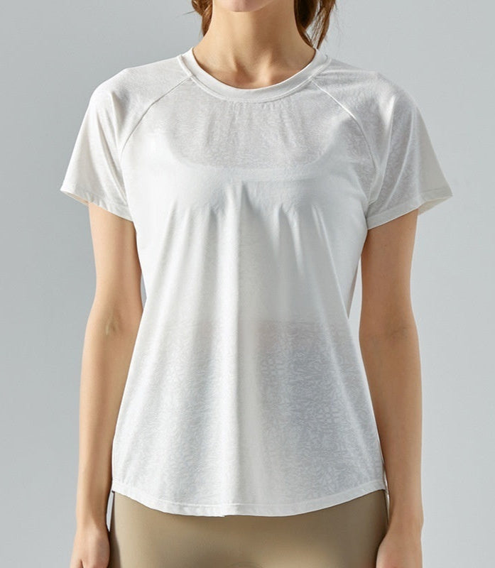 white Womens Dry Fit Yoga Tee