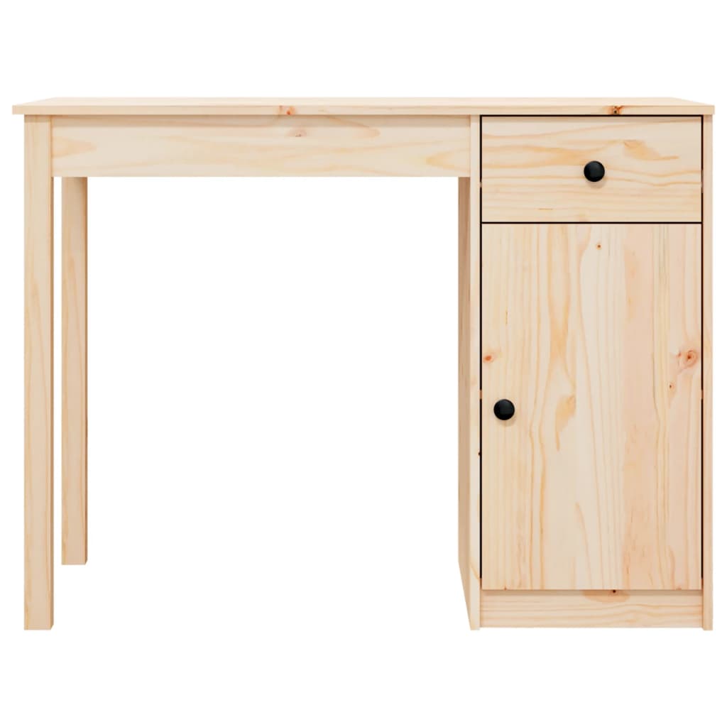 Beige Pine Wood Desk Bohemian Style