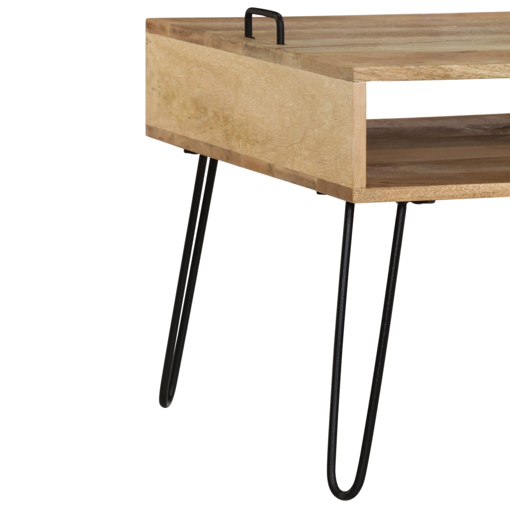 Wooden TV stand with Black Metal Legs