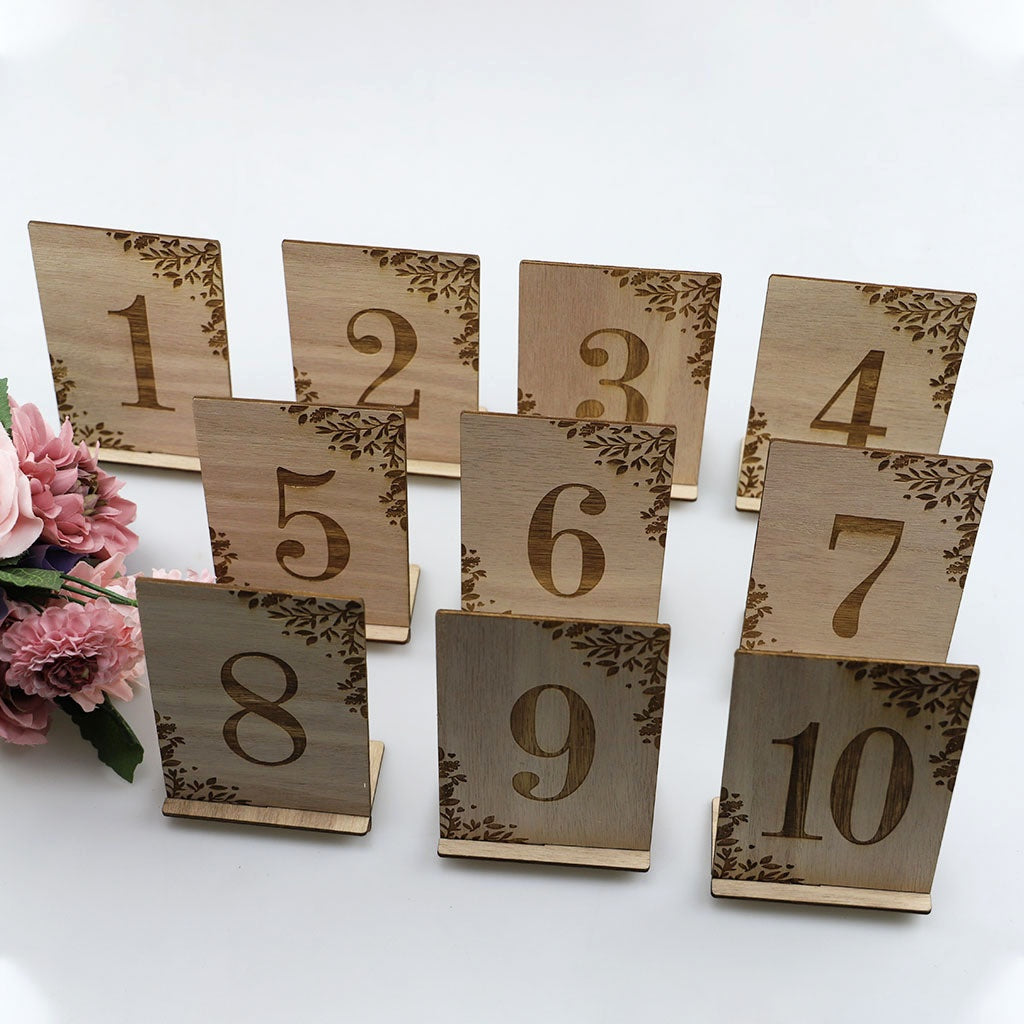Wooden Wedding Table Numbers 1 to 10