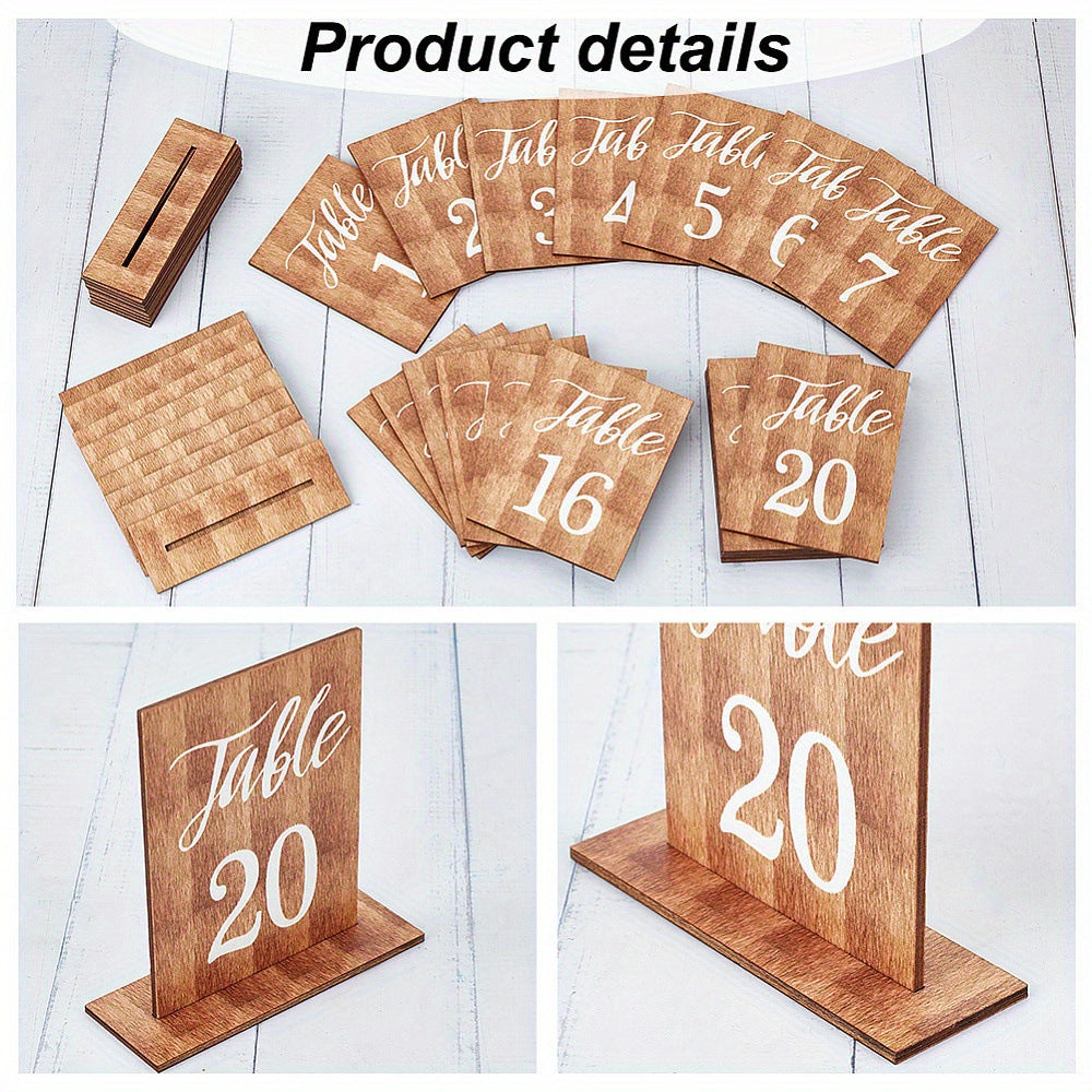 Boho Brown Wooden Table Numbers 1 to 20