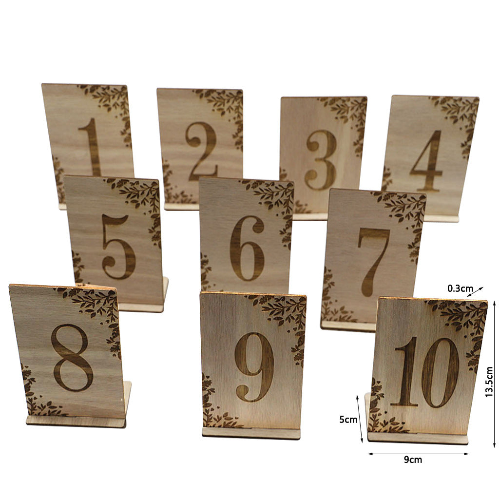 Wooden Wedding Table Numbers 1 to 10