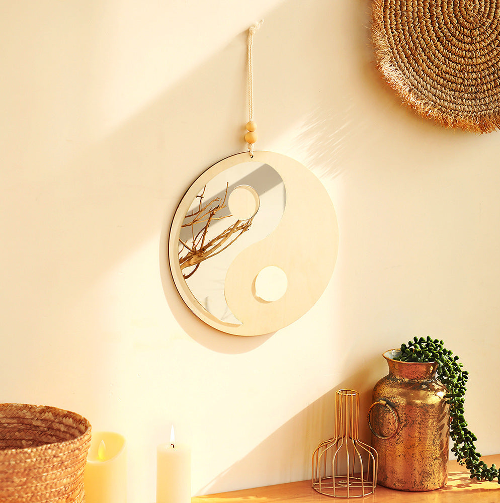 Wooden Yin Yang Mirror Decoration