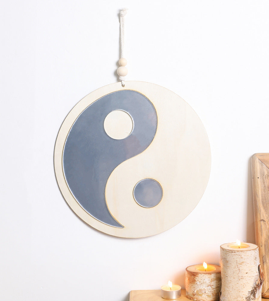 Wooden Yin Yang Mirror Decorations