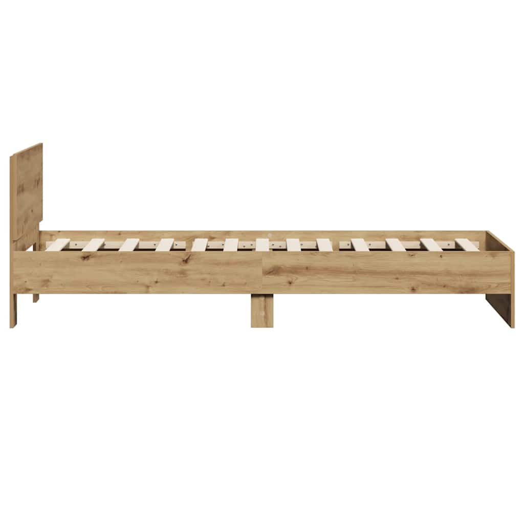 Wooden bed frame on a white background