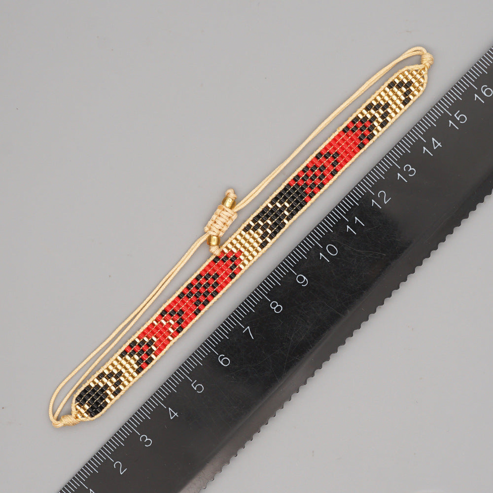 Boho Woven Beaded Geometric Bracelet