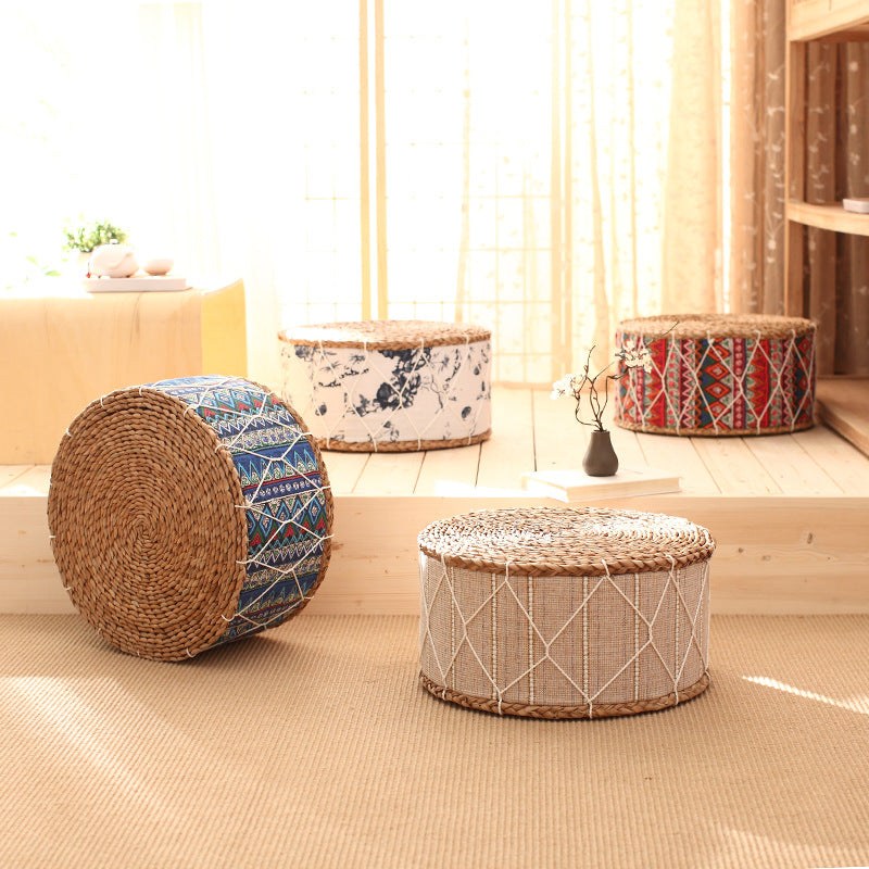 Woven Bohemian Patterned Poufs