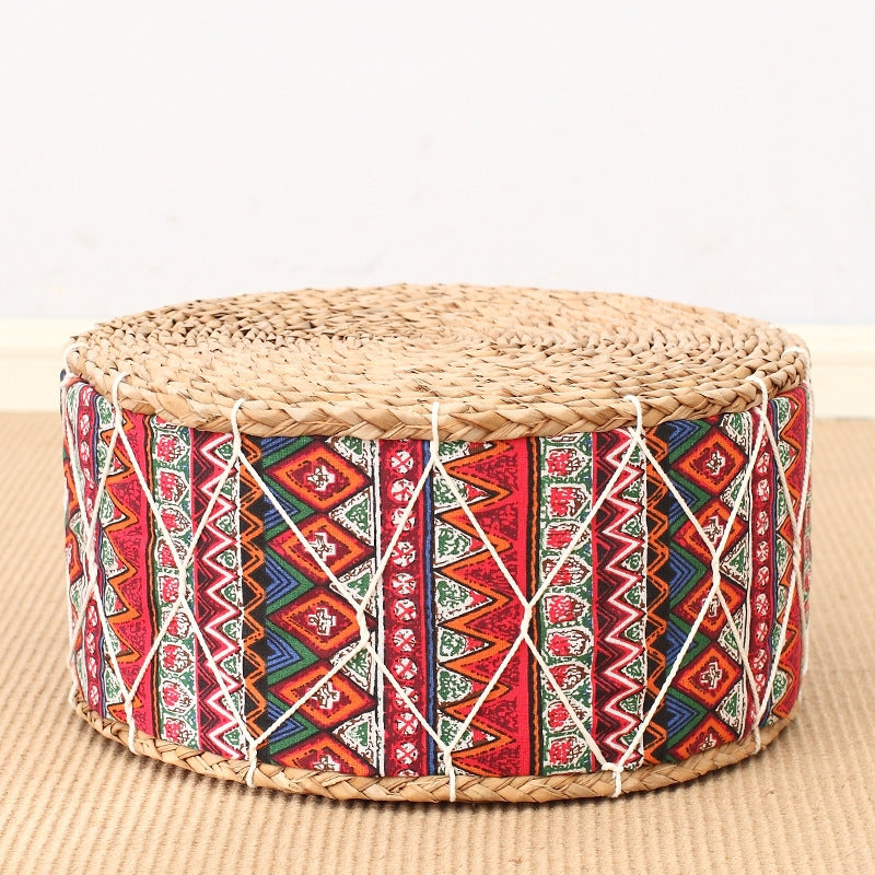 Woven Bohemian Patterned Pouf