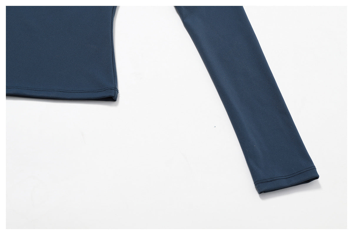 Navy blue long-sleeve shirt on a white background