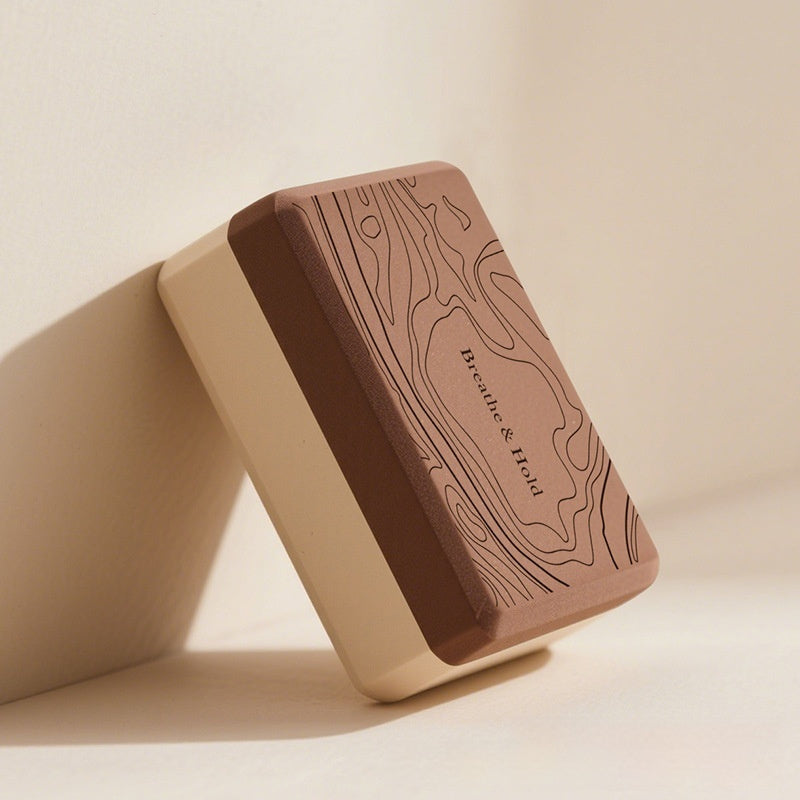 Yoga Bricks with "Breath and Hold" Text