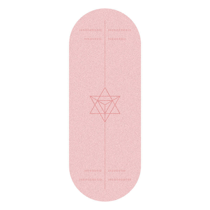 Yoga mat with measurements on a wooden floor