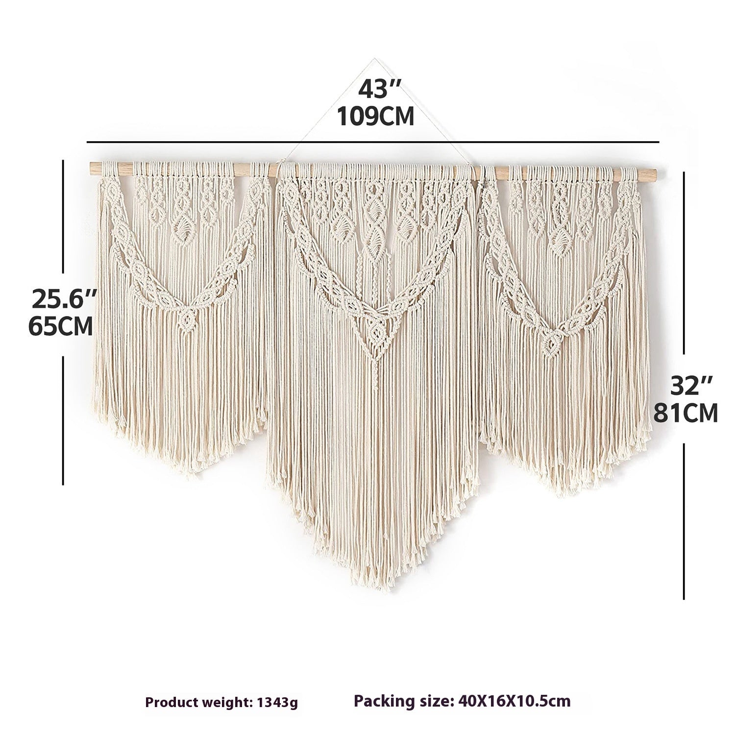 Large Beige Bohemian Wall Macrame