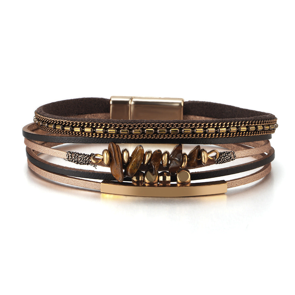 Boho Layered Bracelet with Magnetic Snap