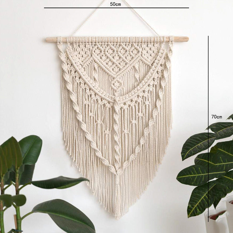 beige Bohemian Macrame Tapestry