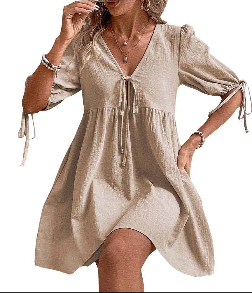 beige Cream Boho Dress