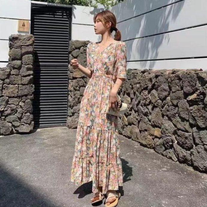 beige Summer Boho Maxi Dress
