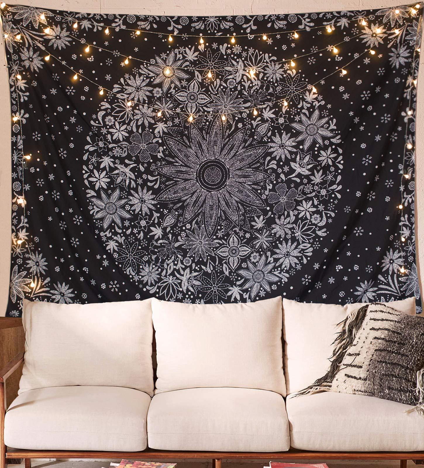 black Mandala Wall Tapestry Boho Decoration