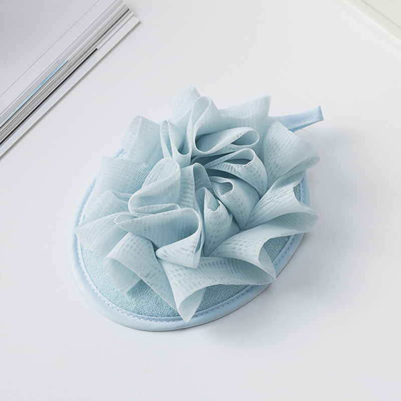 blue 2 in 1 Mesh Pouf and Loofah Sponge