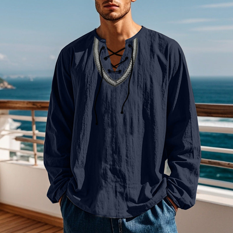 blue Bohemian Blouse for Men