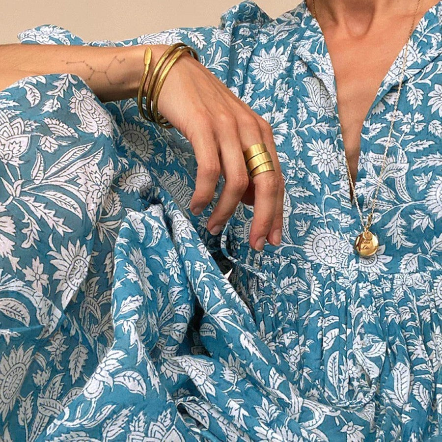 blue Floral Boho Tent Dress