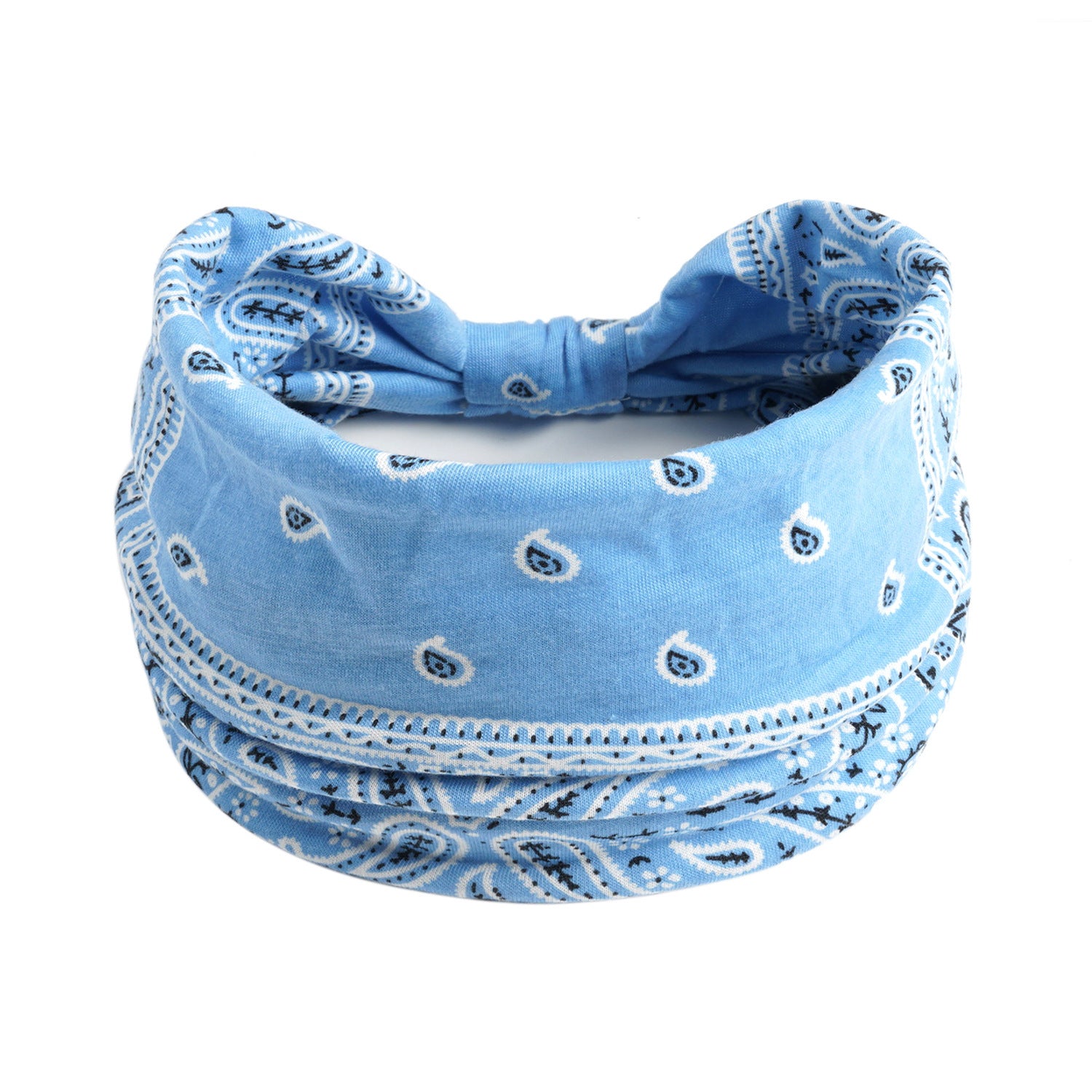 blue Paisley Pattern Headband Boho Style